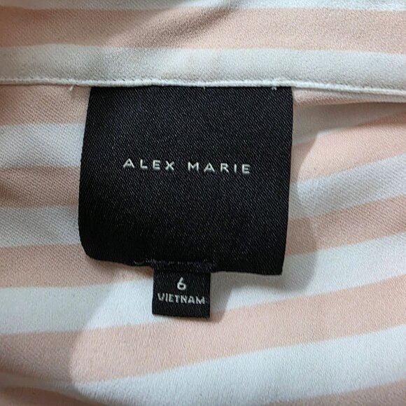 Alex Marie Womens Striped Wrap Shirt Dress Size 6 Pink & White Long Sleeve Polye - Picture 5 of 11